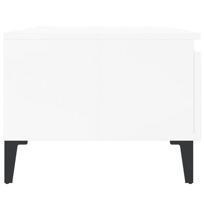 Sidobord 2 st vit högglans 50x46x35 cm konstruerat trä