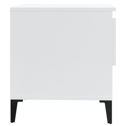 Sidobord vit högglans 50x46x50 cm konstruerat trä