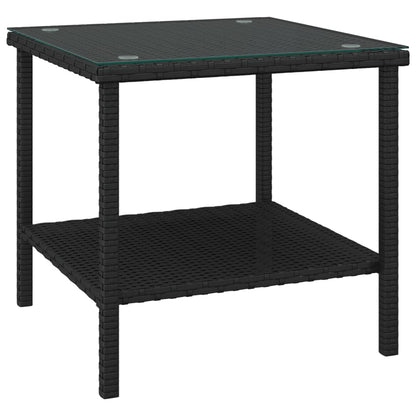 Sidobord svart 45x45x45 cm konstrotting och härdat glas