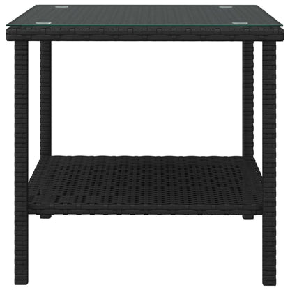 Sidobord svart 45x45x45 cm konstrotting och härdat glas
