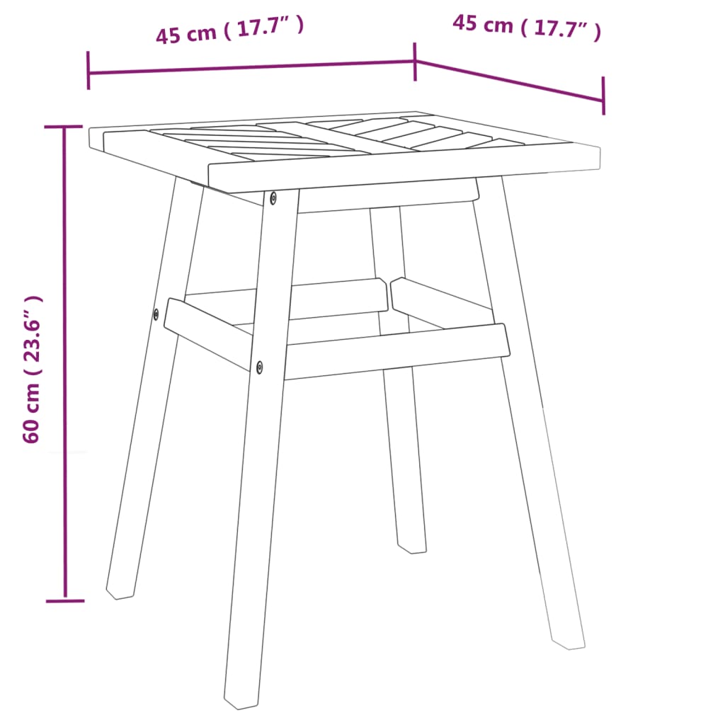 Sidobord 45x45x60 cm massivt akaciaträ