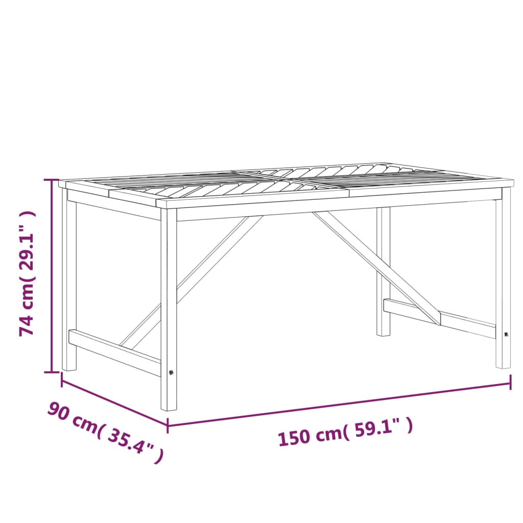 Trädgårdsbord 150x90x74 cm massivt akaciaträ