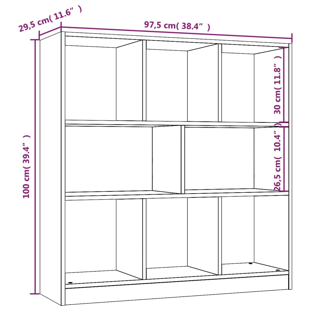 Bokhylla brun ek97,5x29,5x100 cm konstruerat trä