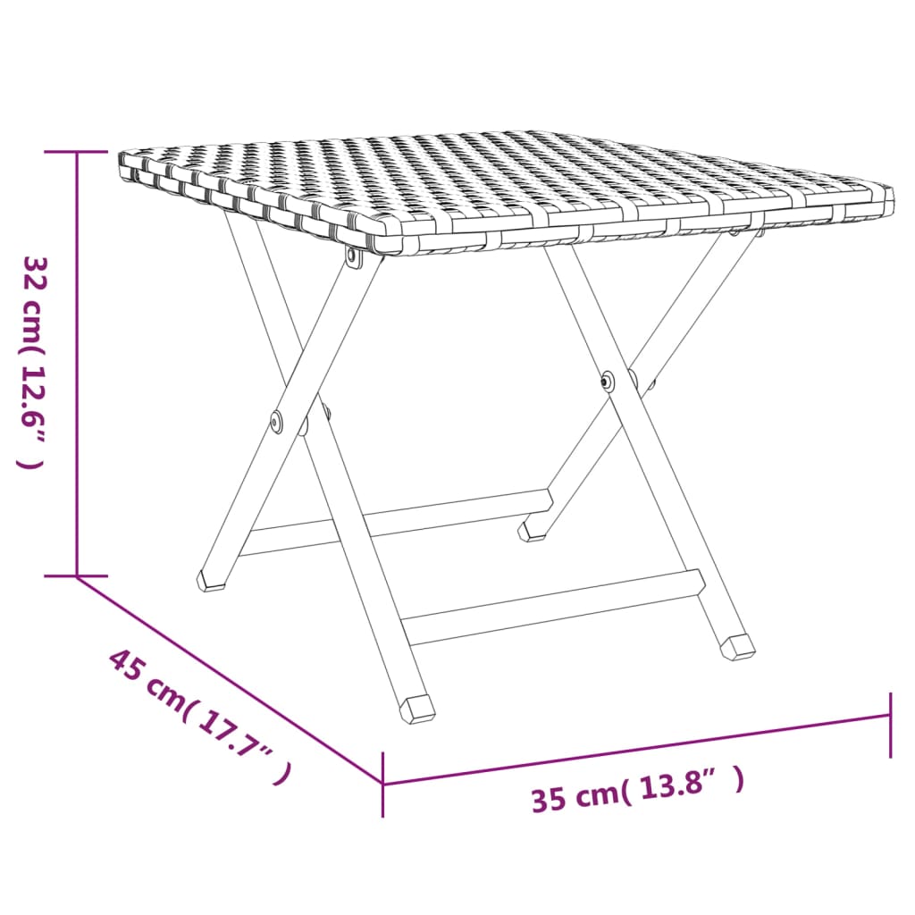 Hopfällbart bord brun 45x35x32 cm konstrotting