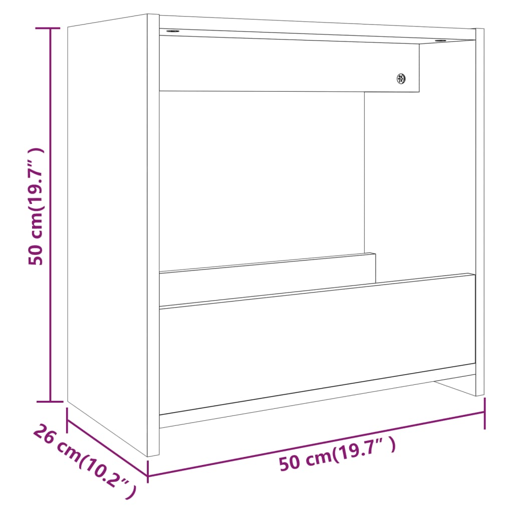 Sidobord brun ek 50x26x50 cm konstruerat trä