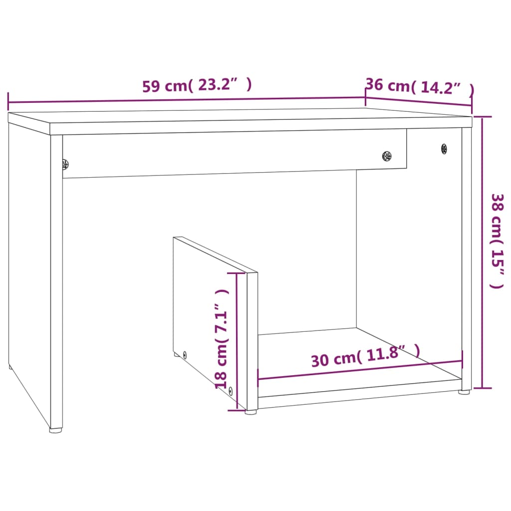 Sidobord brun ek 59x36x38 cm konstruerat trä