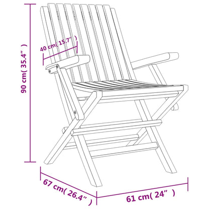 Hopfällbara trädgårdsstolar 2 st 61x67x90 cm massiv teak