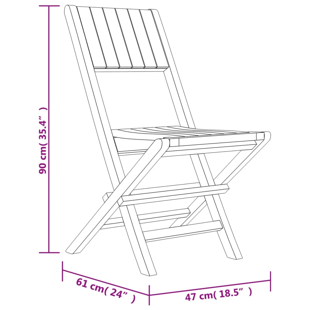 Hopfällbara trädgårdsstolar 2 st 47x61x90 cm massiv teak