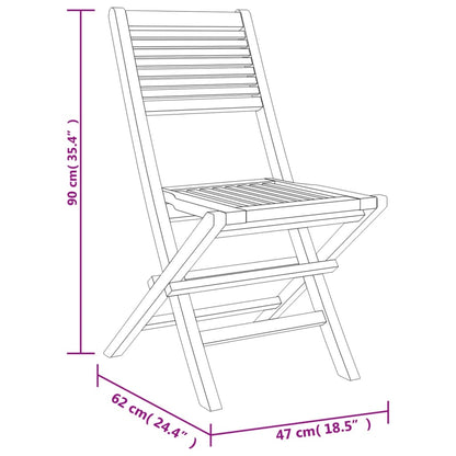 Hopfällbara trädgårdsstolar 2 st 47x62x90 cm massiv teak