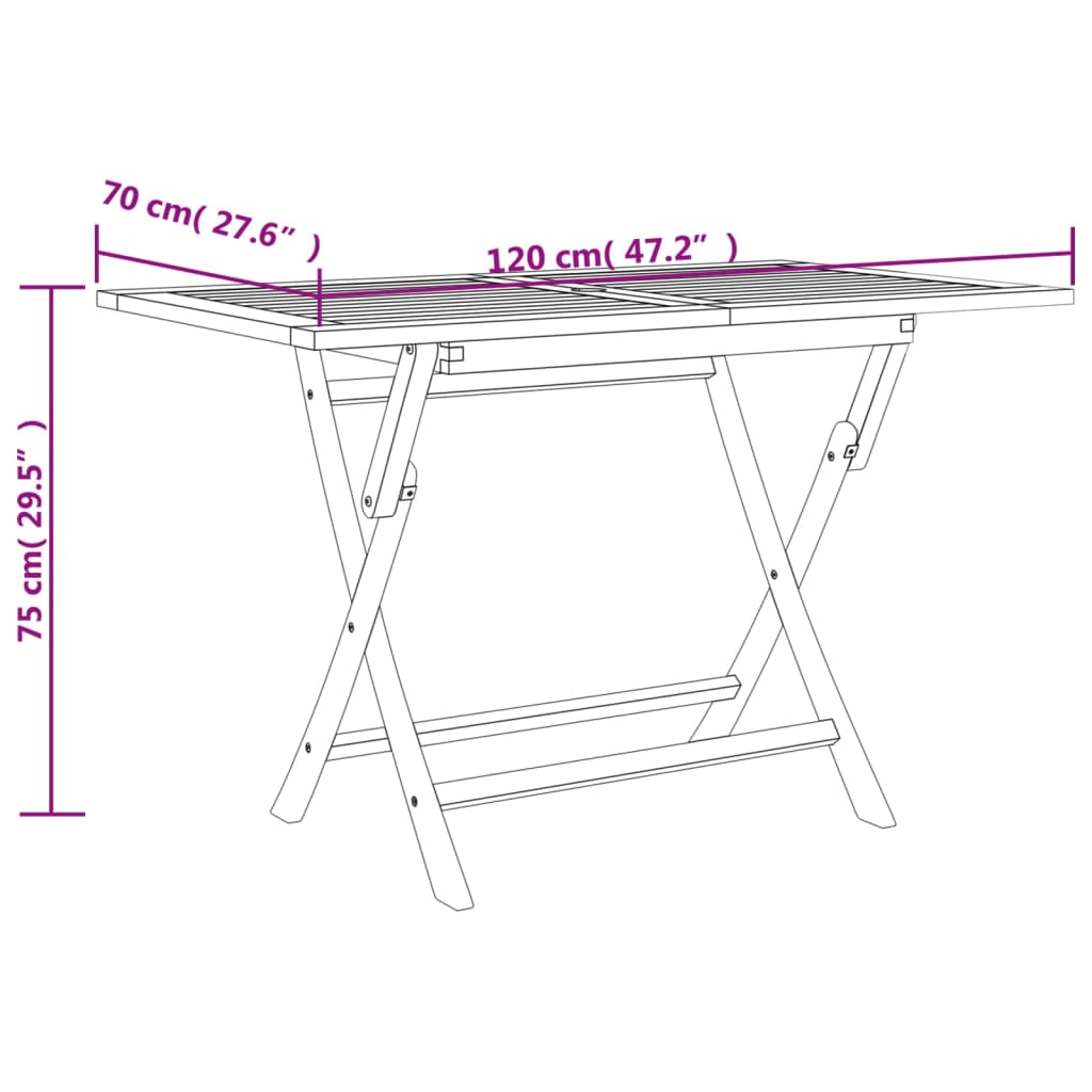 Hopfällbart trädgårdsbord grå 120x70x75 cm massiv teak