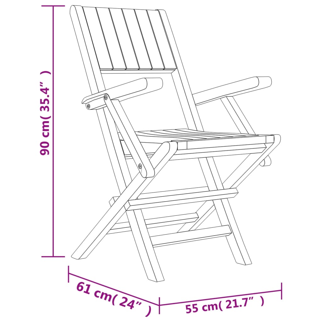 Hopfällbara trädgårdsstolar 6 st 55x61x90 cm massiv teak