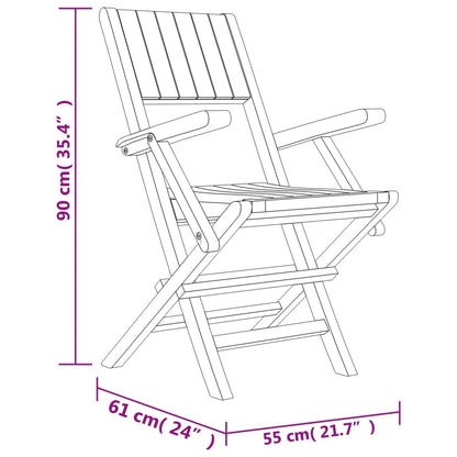 Hopfällbara trädgårdsstolar 6 st 55x61x90 cm massiv teak