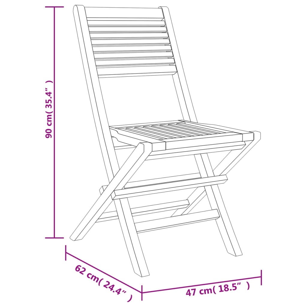 Hopfällbara trädgårdsstolar 4 st 47x62x90 cm massiv teak