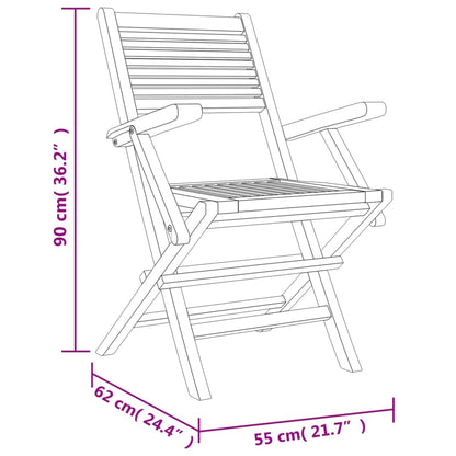 Hopfällbara trädgårdsstolar 6 st 55x62x90 cm massiv teak