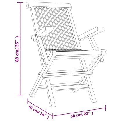 Hopfällbara trädgårdsstolar 8 st grå 56x61x89 cm massiv teak