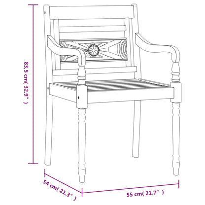 Bataviastolar 6 st vit finish massiv teak