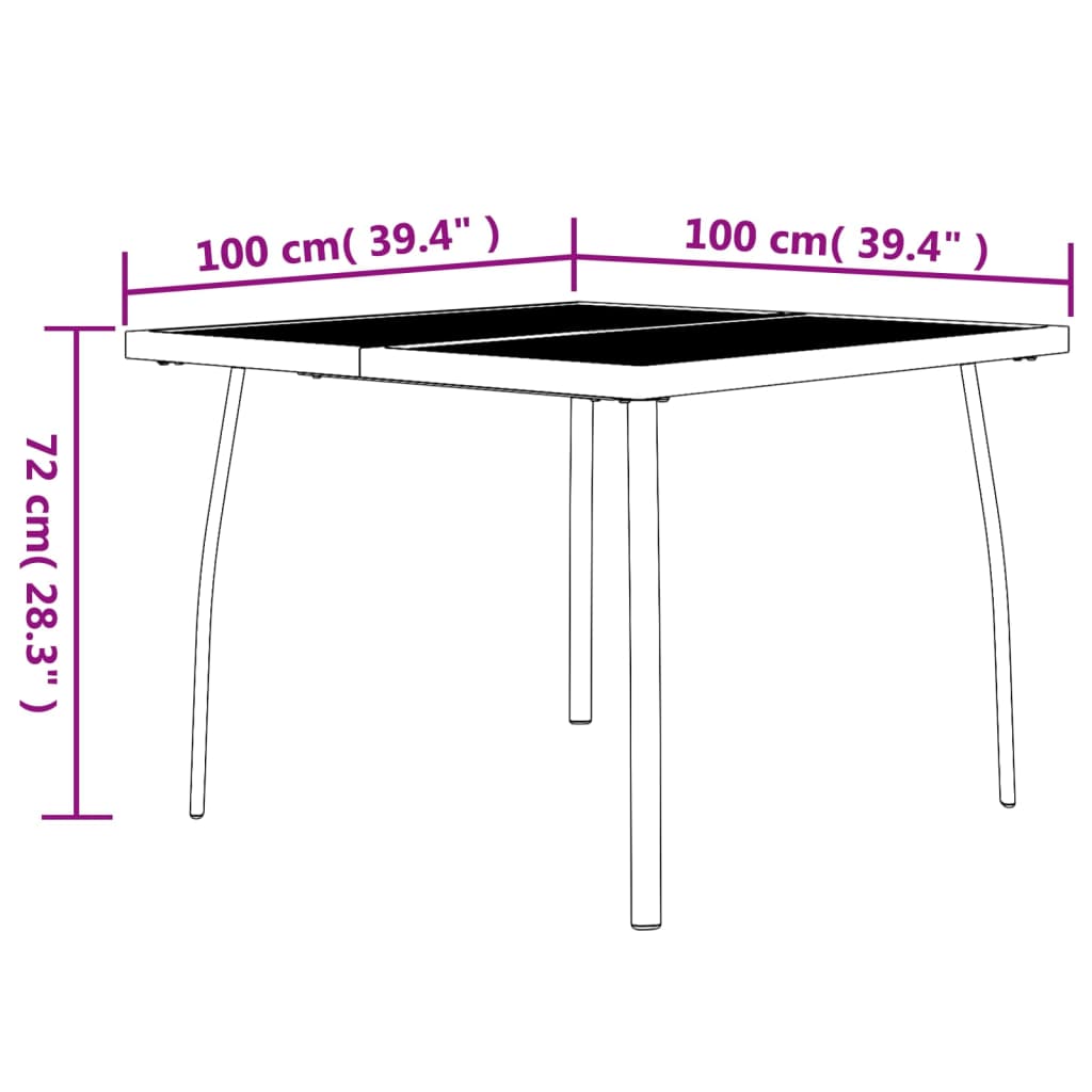 Trädgårdsbord antracit 100x100x72 cm stålnät