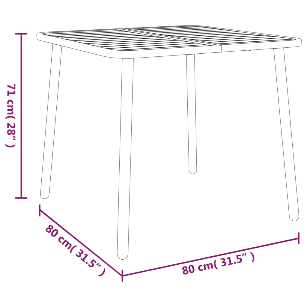 Trädgårdsbord antracit 80x80x71 cm stål