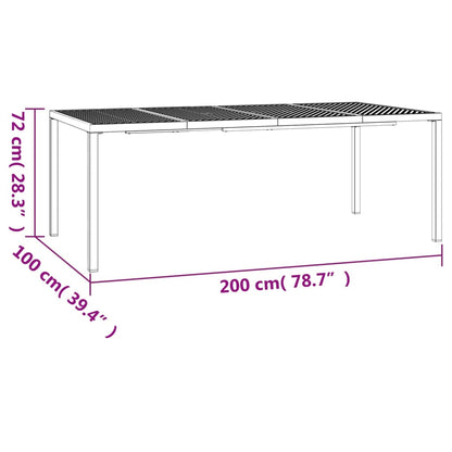 Trädgårdsbord antracit 200x100x72 cm stål