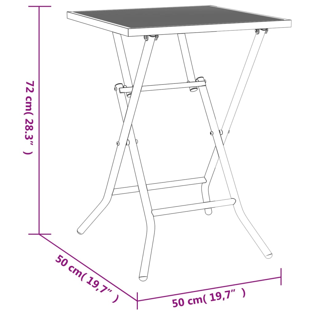 Trädgårdsbord hopfällbart antracit 50x50x72 cm stålnät