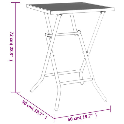 Trädgårdsbord hopfällbart antracit 50x50x72 cm stålnät