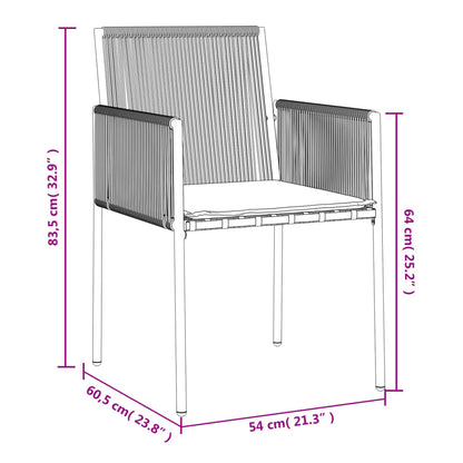 Trädgårdsstolar 2 st med dynor svart 54x60,5x83,5 cm konstr.