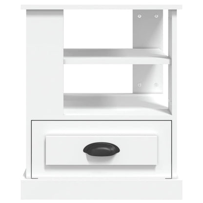 Sängbord vit 50x50x60 cm konstruerat trä