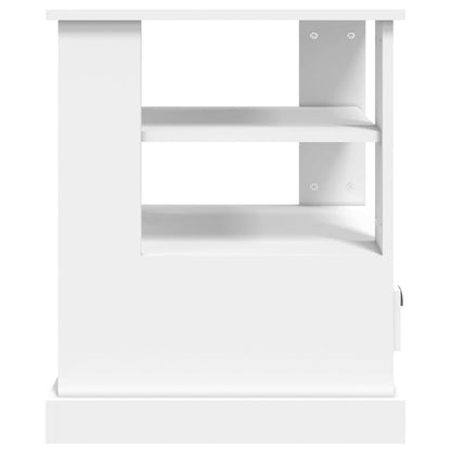 Sängbord vit 50x50x60 cm konstruerat trä