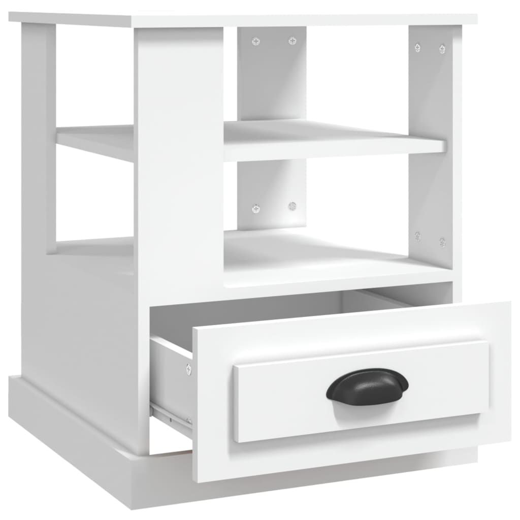 Sängbord vit 50x50x60 cm konstruerat trä
