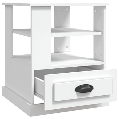 Sängbord vit 50x50x60 cm konstruerat trä