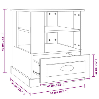 Sidobord sonoma-ek 50x50x60 cm konstruerat trä