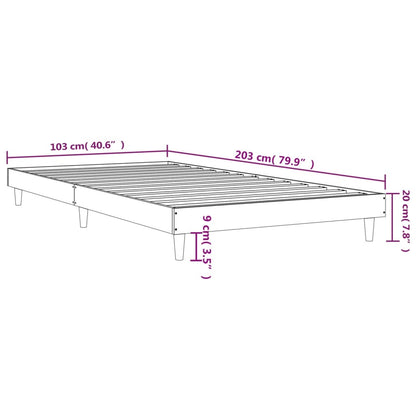 Sängram utan madrass rökfärgad ek 100x200 cm konstruerad trä