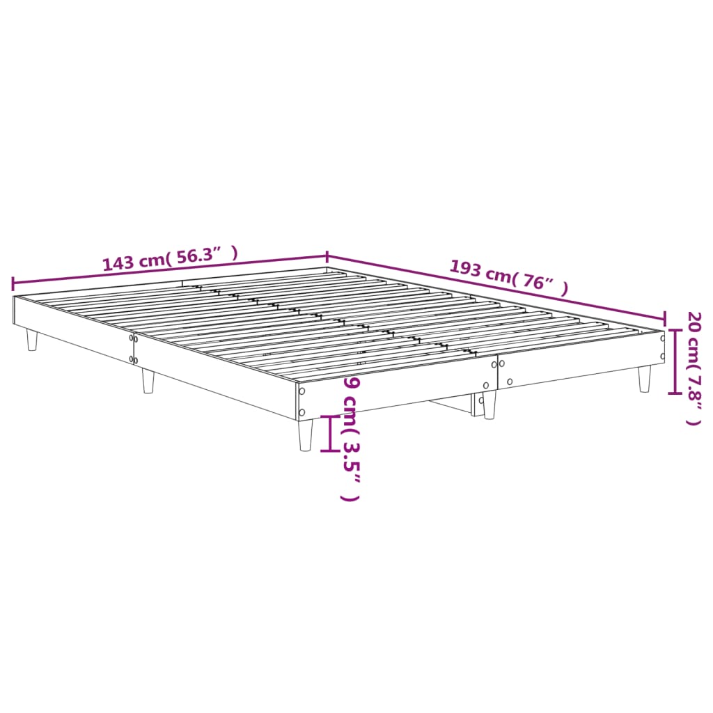 Sängram utan madrass sonoma-ek 140x190 cm konstruerad trä