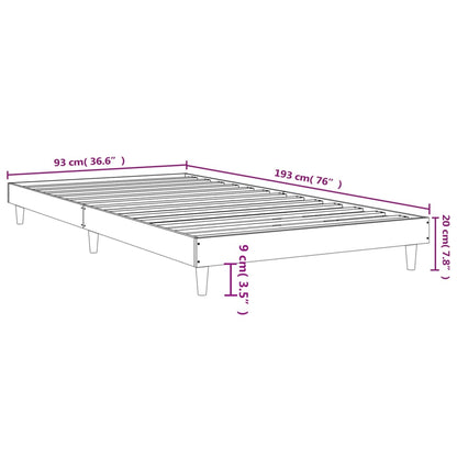 Sängram utan madrass rökfärgad ek 90x190 cm konstruerad trä