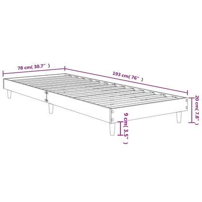 Sängram utan madrass brun ek 75x190 cm konstruerad trä