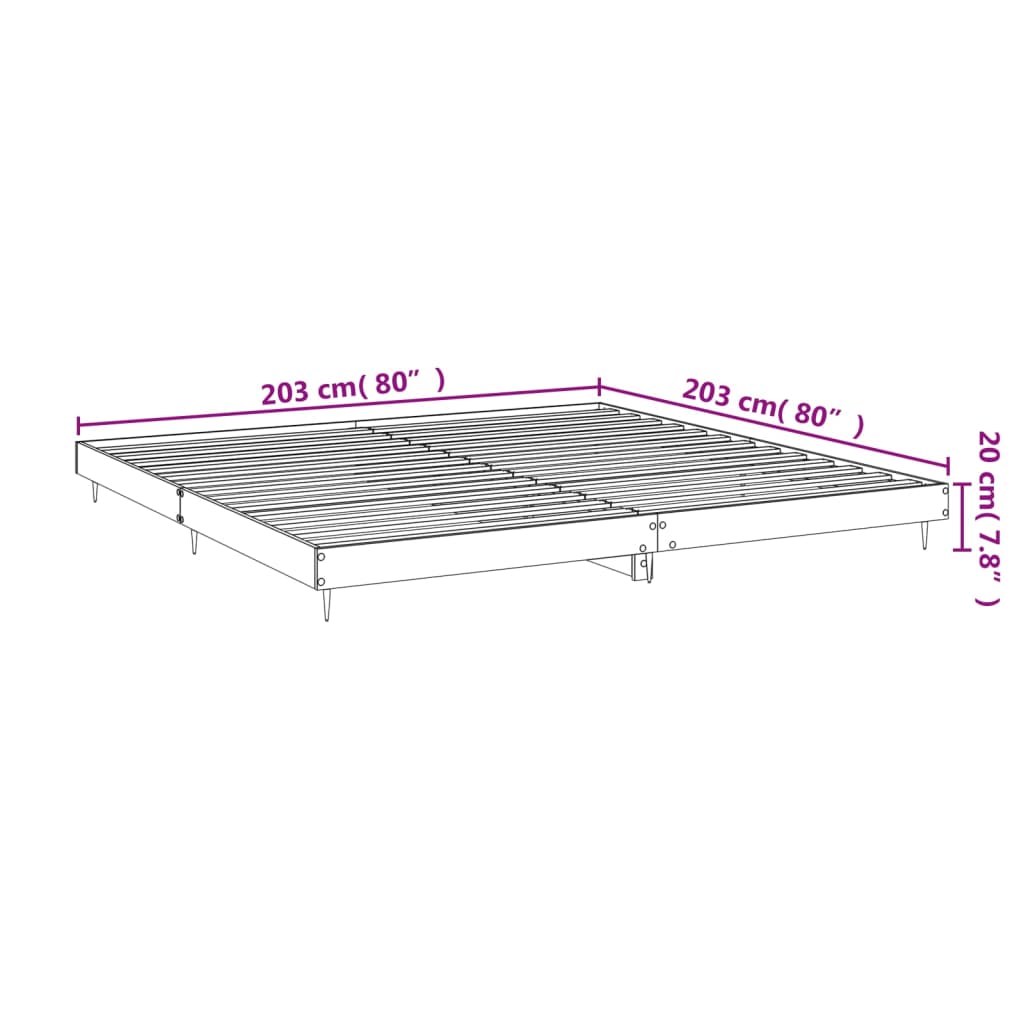 Sängram vit högglans 200x200 cm konstruerad trä