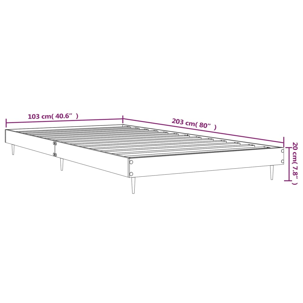 Sängram vit högglans 100x200 cm konstruerad trä