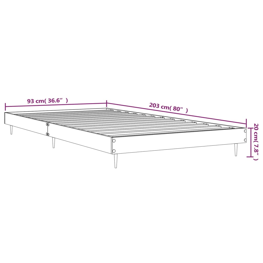 Sängram utan madrass sonoma-ek 90x200 cm konstruerad trä