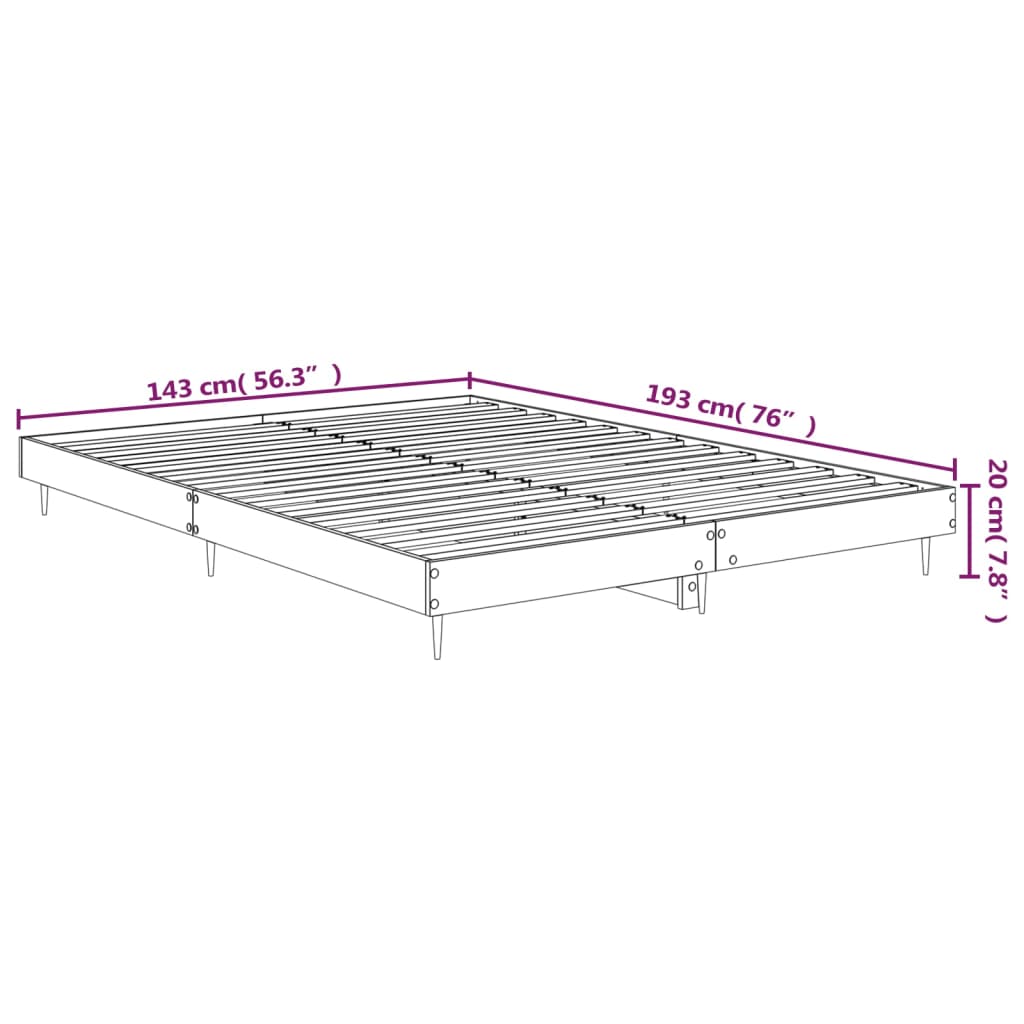 Sängram utan madrass sonoma-ek 140x190 cm konstruerad trä