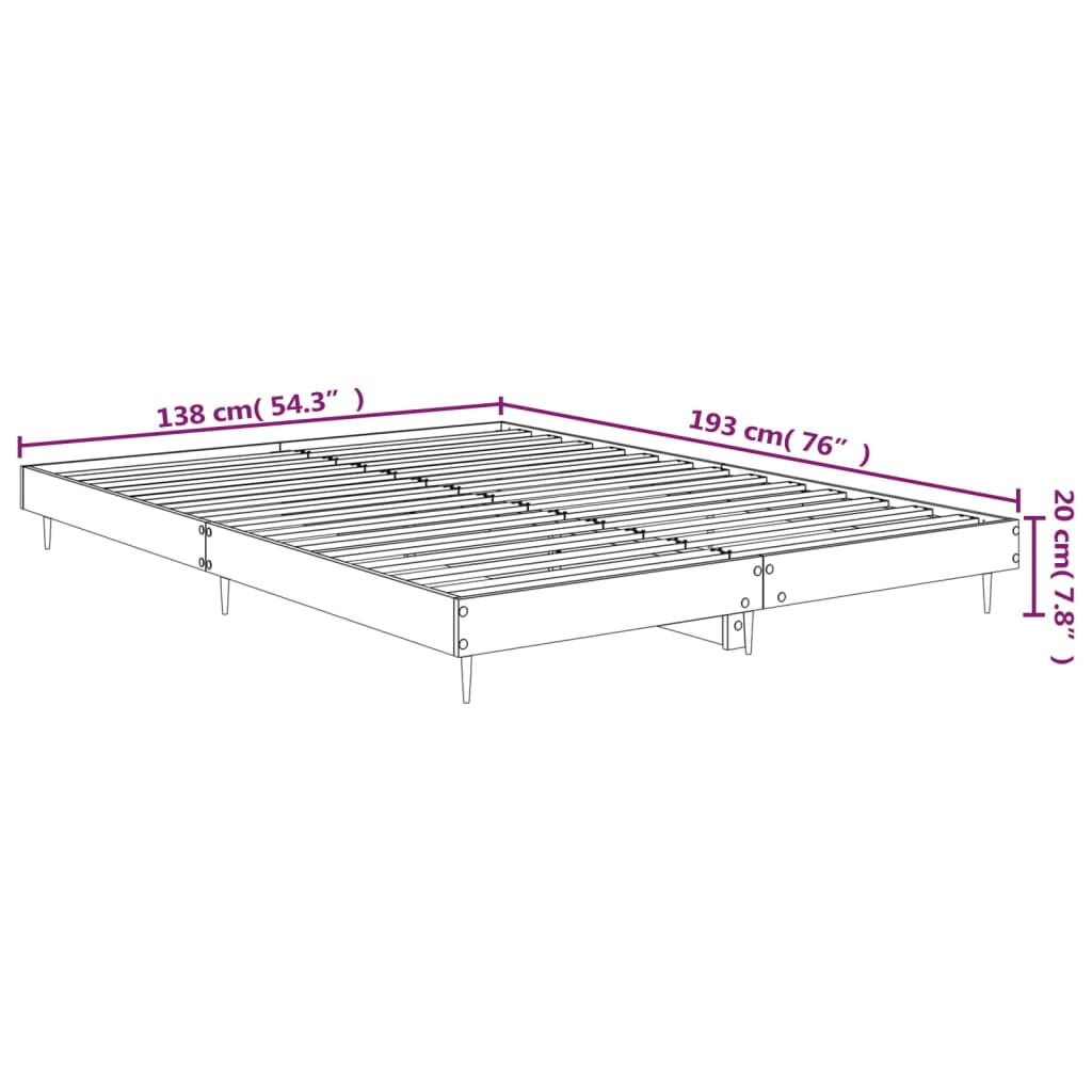 Sängram sonoma-ek 135x190 cm konstruerat trä