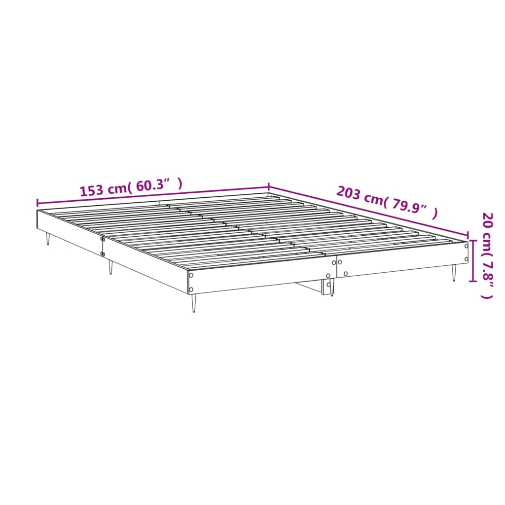 Sängram utan madrass sonoma-ek 150x200 cm konstruerad trä