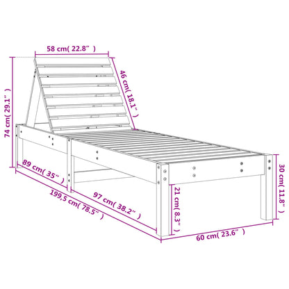 Solsäng vit 199,5x60x74 cm massiv furu