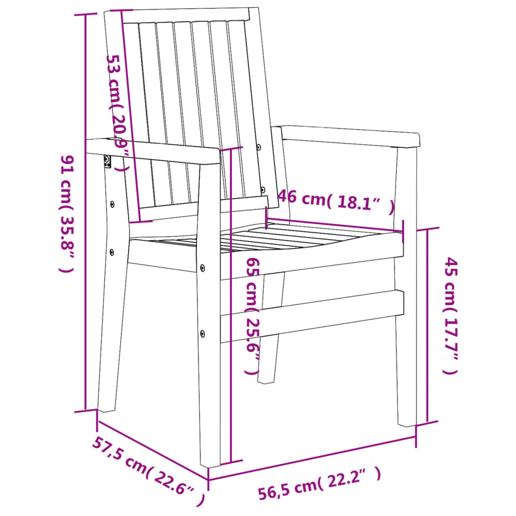 Stapelbara trädgårdsstolar 2 st 56,5x57,5x91 cm massiv teak