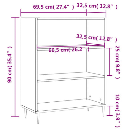 Bokhylla betonggrå 69,5x32,5x90 cm konstruerat trä