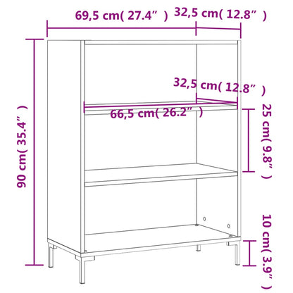 Bokhylla rökfärgad ek 69,5x32,5x90 cm konstruerat trä