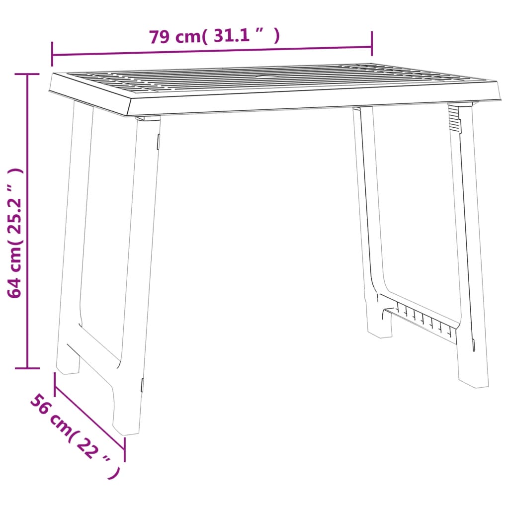 Campingbord grön 79x56x64 cm PP träutseende