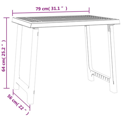 Campingbord grön 79x56x64 cm PP träutseende