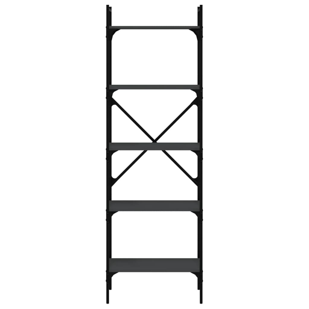 Bokhylla med 5 hyllplan svart 56x31,5x174 cm konstruerat trä