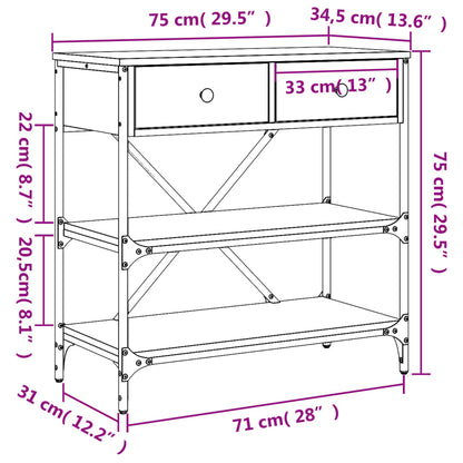 Konsolbord svart 75x34,5x75 cm konstruerat trä