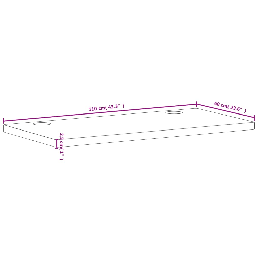 Bordsskiva 110x60x2,5 cm massivt bokträ